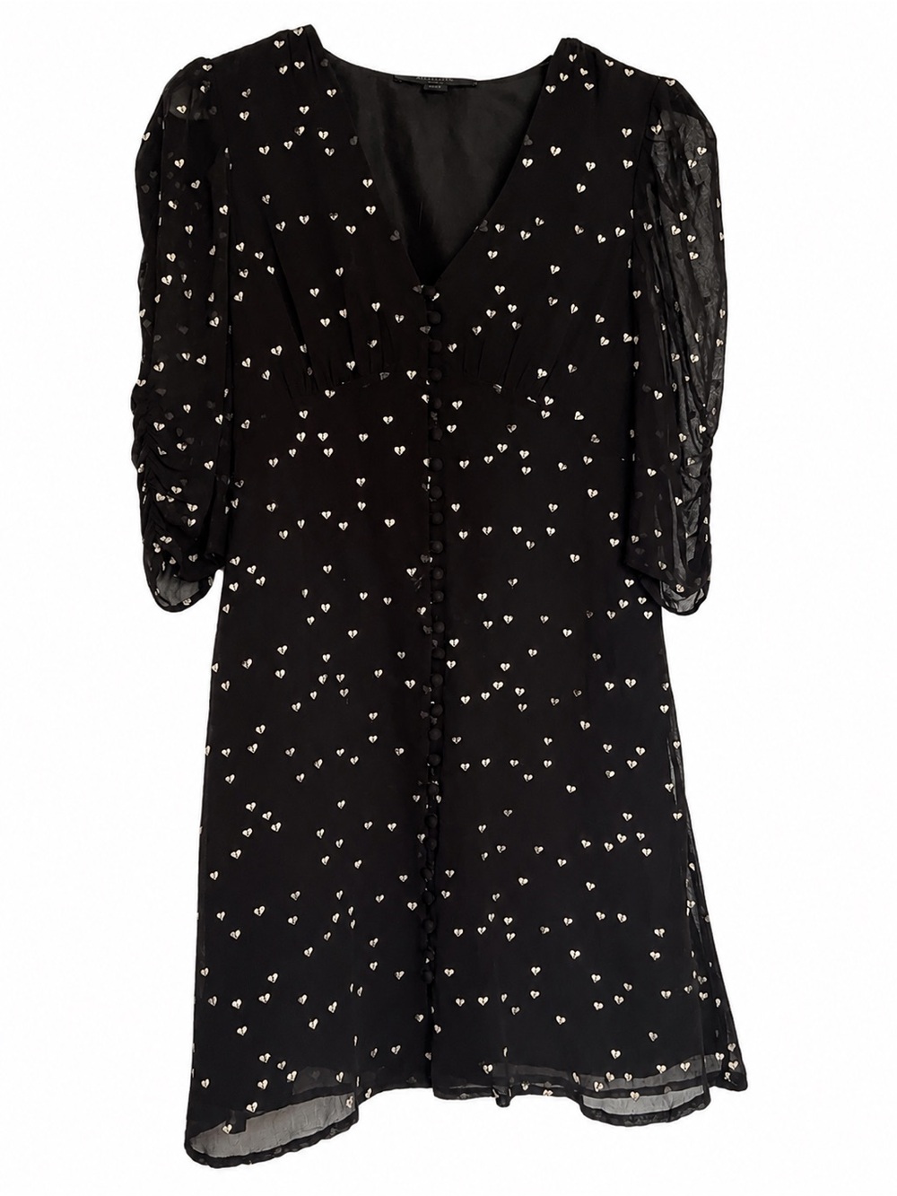 AllSaints Black Broken Heart Print Chiffon Dress